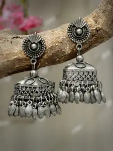 Moedbuille Silver-Plated Dome Shaped Jhumkas