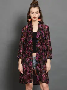 BAESD Women Printed Longline Open Front Shrug