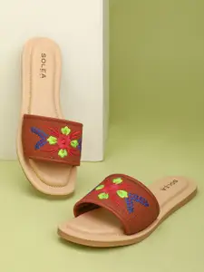 Paragon Embroidered Lightweight Open Toe Flats