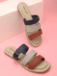 Paragon Lightweight Colourblocked Open Toe Flats