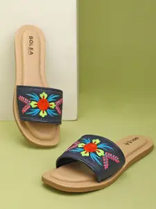 Paragon Embroidered Lightweight Open Toe Flats