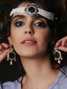 ODETTE Stone Studded & Beaded Choker Necklace Jewellery Set