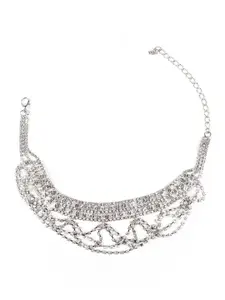 ODETTE Silver-Plated Stone Studded Choker Necklace