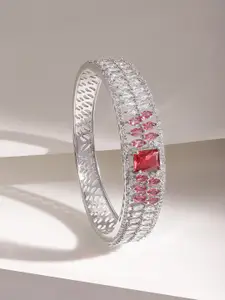 Rubans Women Rhodium-Plated American Diamond Kada Bracelet