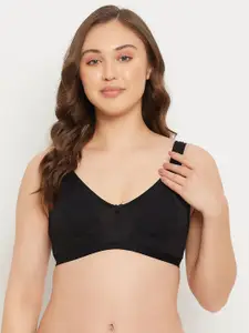 Clovia Black Full Coverage Rapid-Dry Non Padded Cotton Everyday Bra With All Day Comfort