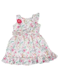 Doodle Infant Girls Floral Printed Ruffles Detailed Fit & Flare Dress
