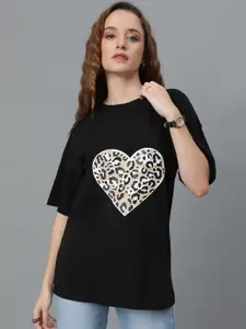 Kotty Graphic Printed Drop-Shoulder Sleeves Oversized T-shirt