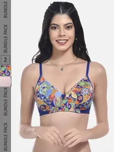 StyFun Pack Of 2 Printed Full Coverage Lightly Padded All Day Comfort Bra