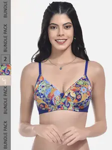 StyFun Pack Of 2 Printed Full Coverage Lightly Padded All Day Comfort Bra