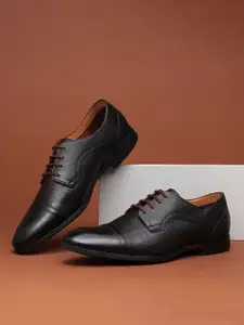 Ruosh Men Textured Leather Formal Derbys