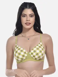 StyFun Checked Full Coverage All Day Comfort Lightly Padded Bra