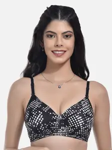 StyFun Polka Dot Non-wired Lightly Padded Seamless Every Day Bra All Day Comfort