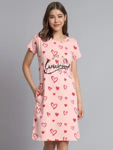 SEPHANI Conversational Printed Round Neck T-Shirt Night Dress
