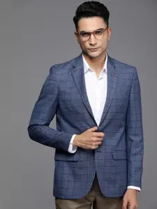 Raymond Checked Contemporary Fit Single-Breasted Formal Blazer