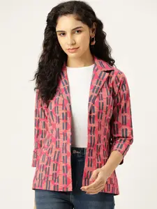 MISRI Abstract Printed Cotton Cambric Open Front Blazer