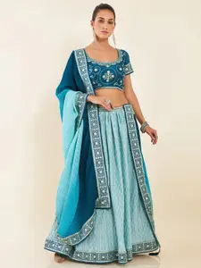 Soch Embroidered Sequinned Semi-Stitched Lehenga & Unstitched Blouse With Dupatta