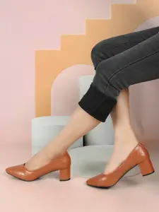 ICONICS Textured Pointed Toe Block Heels