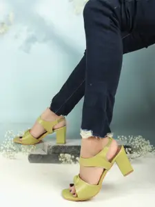 ICONICS Studded Open Toe Block Heels