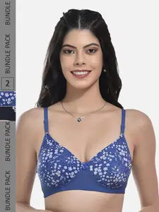 StyFun Pack Of 2 Floral Full Coverage All Day Comfort Lightly Padded Bra