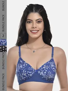StyFun Pack Of 2 Printed Full Coverage Lightly Padded Non-Wired Bra With All Day Comfort