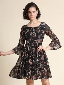 BAESD Paisley Printed Fit & Flare Dress