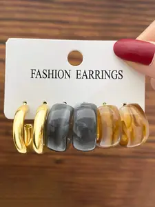 The Pari Set Of 3 Gold-Plated Half Hoop Earrings