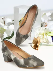 ICONICS Pointed Toe Printed Block Pumps