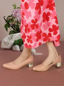ICONICS Pointed Toe Printed Block Pumps