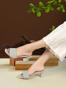 ICONICS Braided Open Toe Block Heels