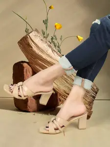 ICONICS Embellished Open Toe Block Heels