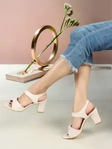 ICONICS Studded Open Toe Block Heels