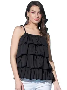 Funday Fashion Shoulder Straps Ruffled Tiered Top