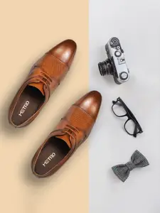 Metro Men Textured Leather Formal Derbys