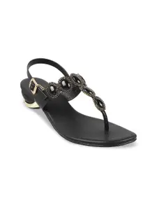 Metro Embellished Open Toe Block Heels