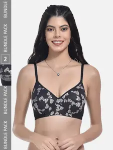StyFun Pack of 2 Self Design Full Coverage Lightly Padded Bra With All Day Comfort