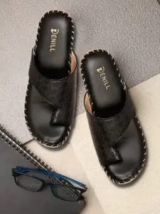 Denill Textured One Toe Flats With Laser Cuts