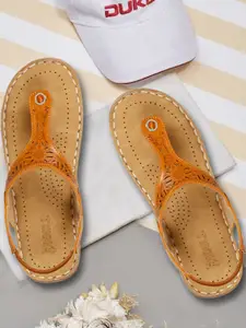 Denill Textured Open Toe Flats With Backstrap