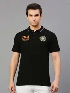 FanCode Typography Printed Polo Collar Bio Finish Pure Cotton Cricket T-shirt
