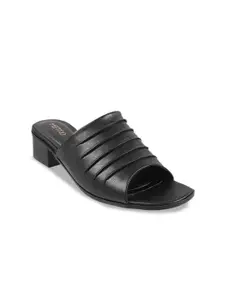 Metro Textured Open Toe Block Heels