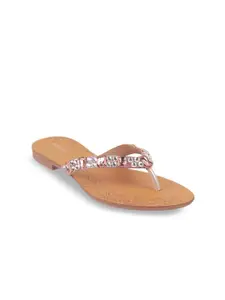 Mochi Embellished Open Toe Flats