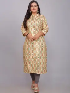 Indian Fashionista Ethnic Motifs Printed Cotton Linen Kurta