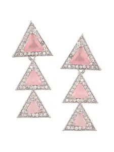 RATNAVALI JEWELS Silver Plated Triangular Drop Earrings