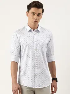 Peter England Men Slim Fit Polka Dot Opaque Printed Casual Shirt
