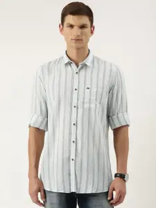 Peter England Men Slim Fit Multi Stripes Opaque Striped Casual Shirt