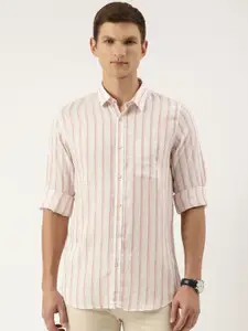 Peter England Slim Fit Striped Casual Shirt