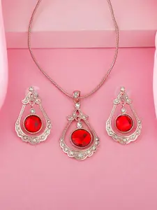 Estele Rose Gold Plated Gorgeous Drop Necklace Set