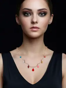 Estele Rose Rose Gold-Plated Crystal Studded Necklace