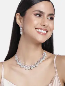 Estele Rhodium Plated CZ Elegant Necklace Set