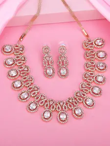 Estele Rose Gold Plated CZ Scintillating Necklace Set