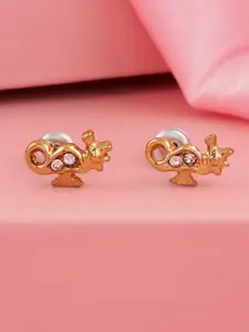 Estele Gold-Plated Animal Shaped Studs Earrings